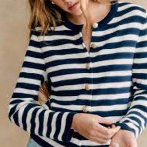 BAPTISTE CARDIGAN Navy / Ecru size L